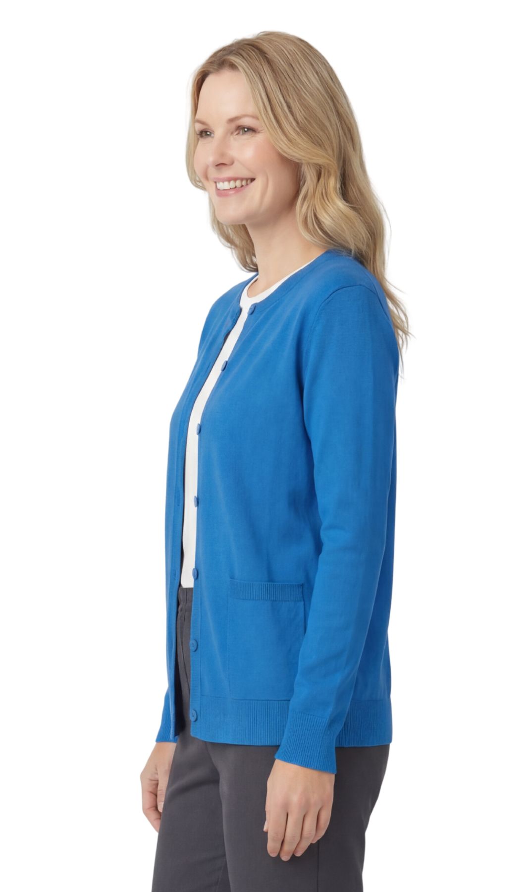 Button Front Cotton Blend Cardigan