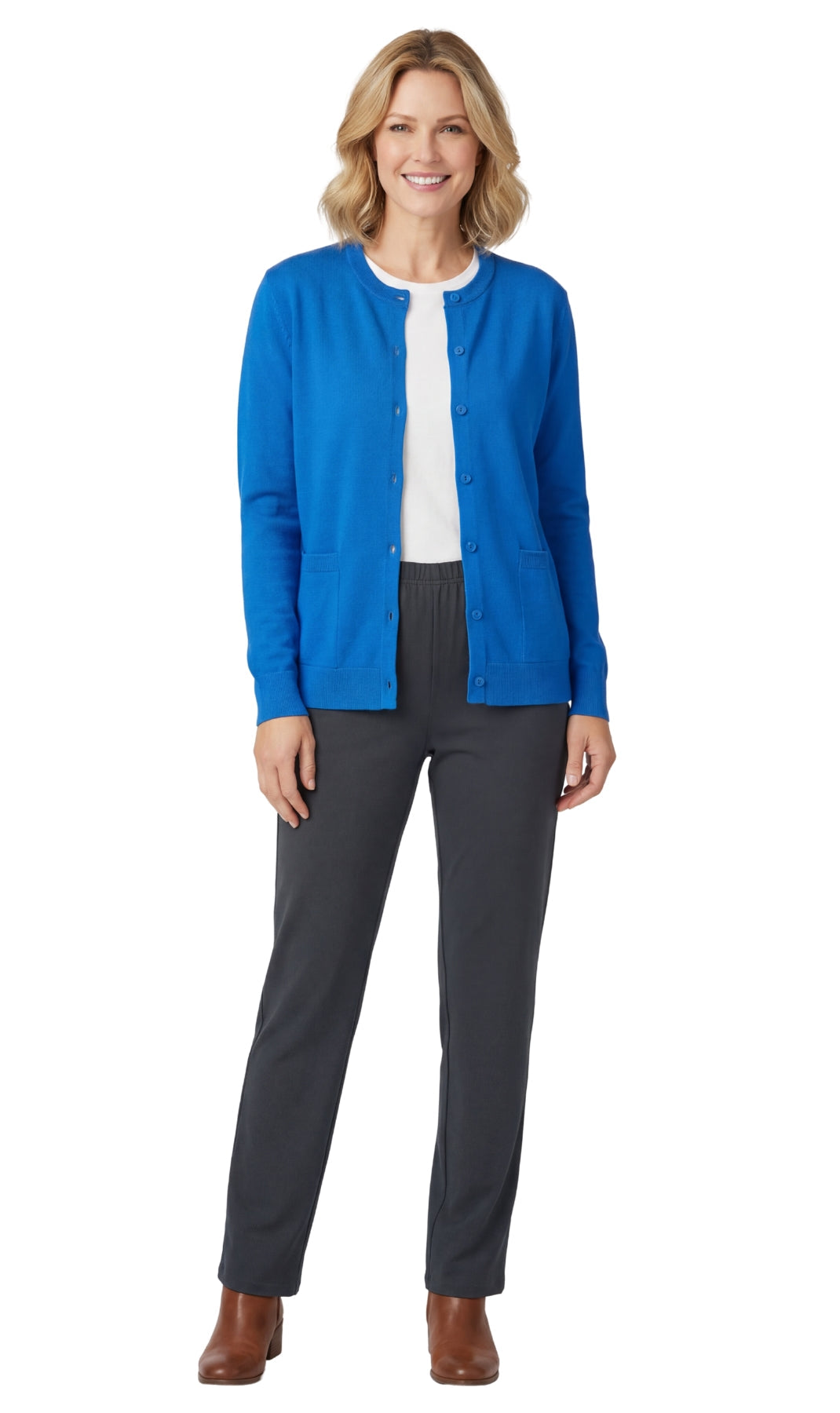 Button Front Cotton Blend Cardigan