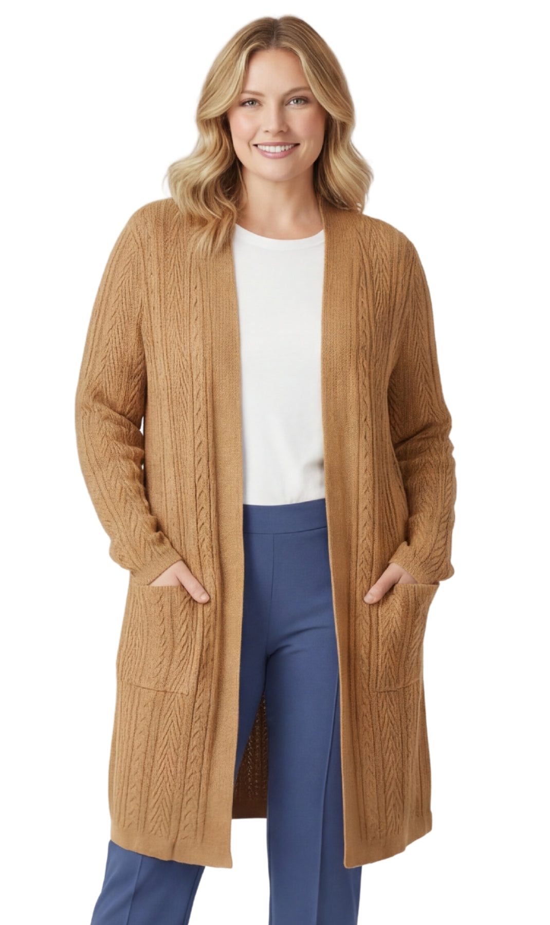 Cable Knit Longline Duster Cardigan