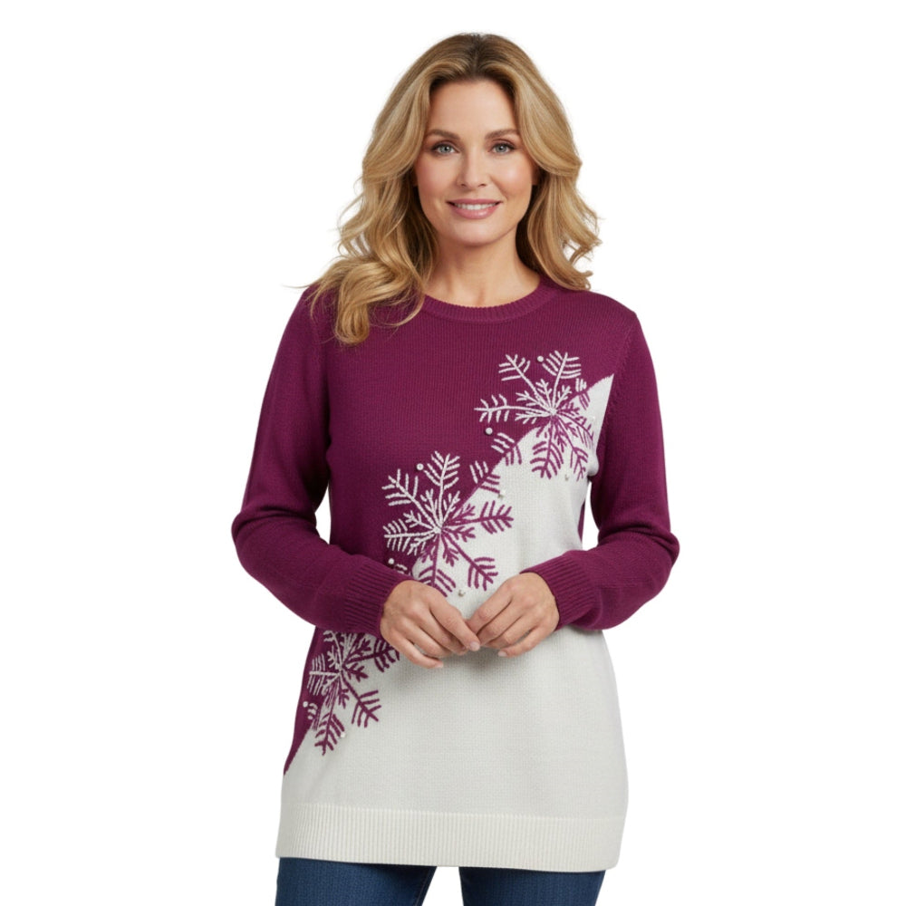 Snowflake Color Block Holiday Sweater