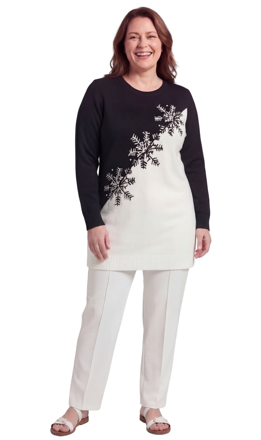 Snowflake Color Block Holiday Sweater