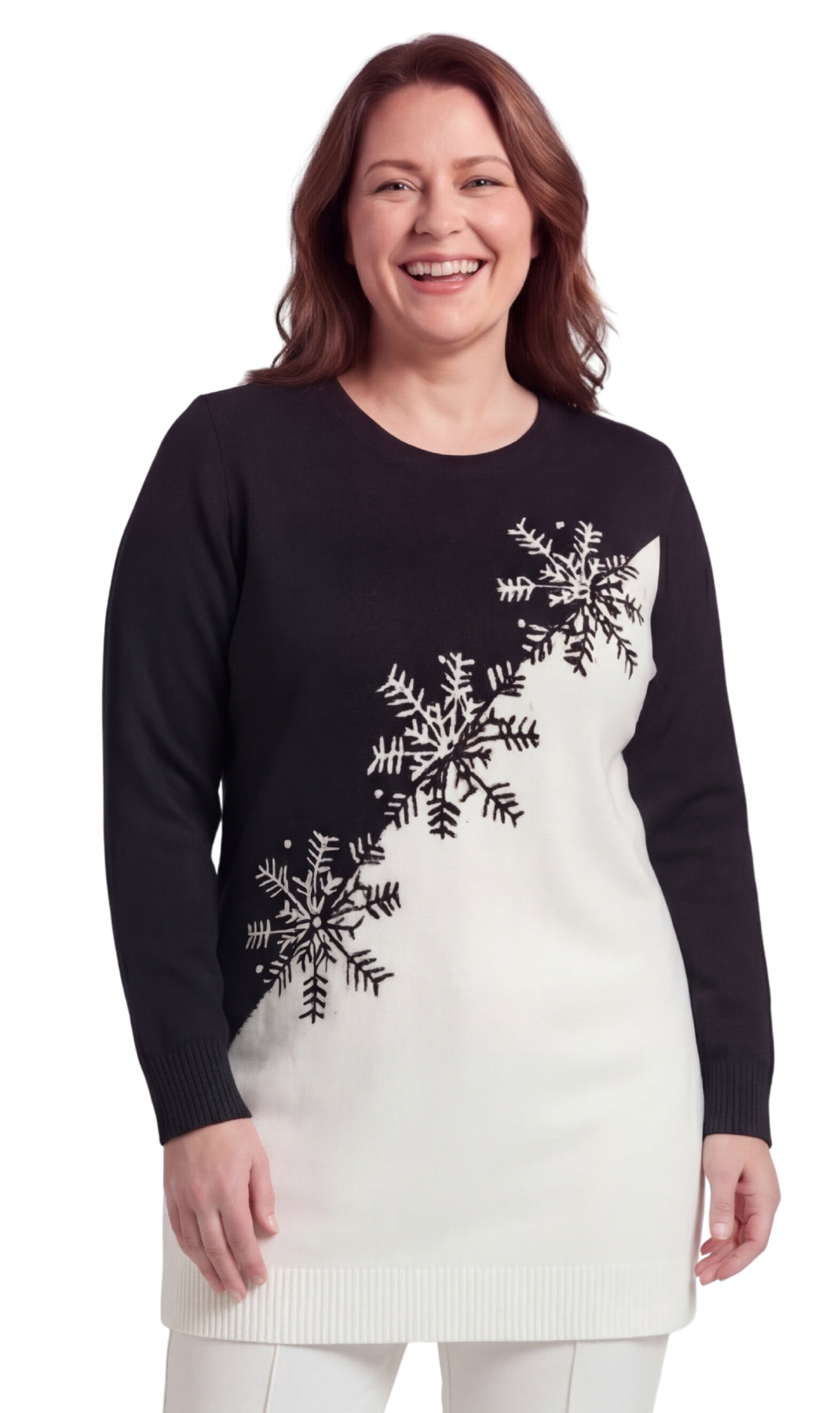 Snowflake Color Block Holiday Sweater