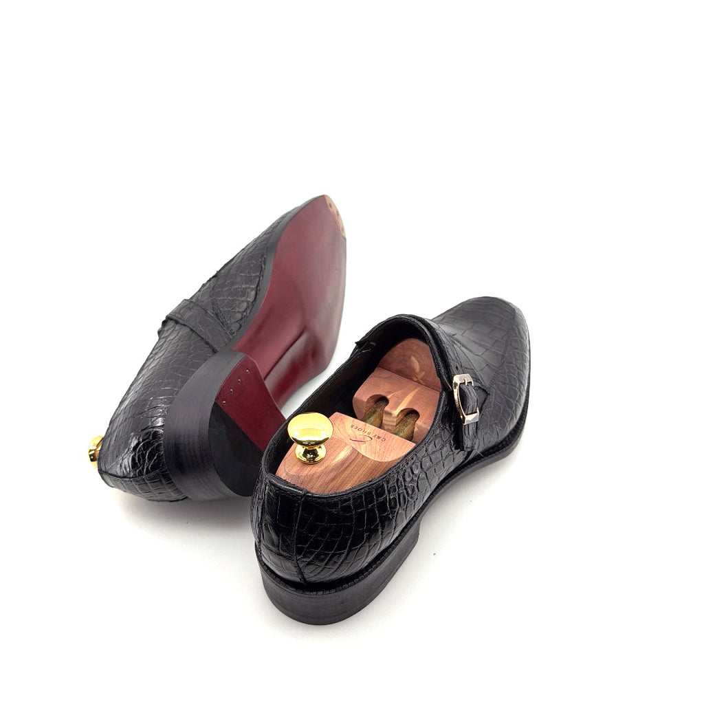 Maurice Sargeant Alligator Monkstrap - Black