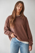 Always On Crew Twofer Pullover Knit: Chocolate