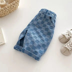 2026 Spring New 1-5Y Children Jeans Boys Denim Pants Mid Waist Girls Trousers Fashion Kids Plaid Pants - Pendo Store