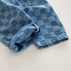 2026 Spring New 1-5Y Children Jeans Boys Denim Pants Mid Waist Girls Trousers Fashion Kids Plaid Pants - Pendo Store