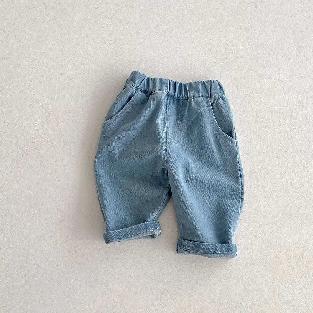 2026 Spring New 1-5Y Children Jeans Boys Denim Pants Mid Waist Girls Trousers Fashion Kids Plaid Pants - Pendo Store