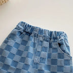 2026 Spring New 1-5Y Children Jeans Boys Denim Pants Mid Waist Girls Trousers Fashion Kids Plaid Pants - Pendo Store