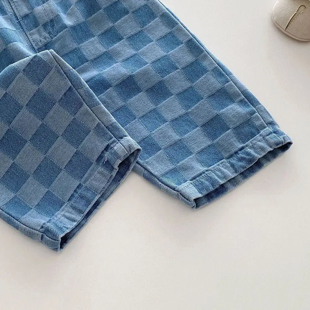 2026 Spring New 1-5Y Children Jeans Boys Denim Pants Mid Waist Girls Trousers Fashion Kids Plaid Pants - Pendo Store
