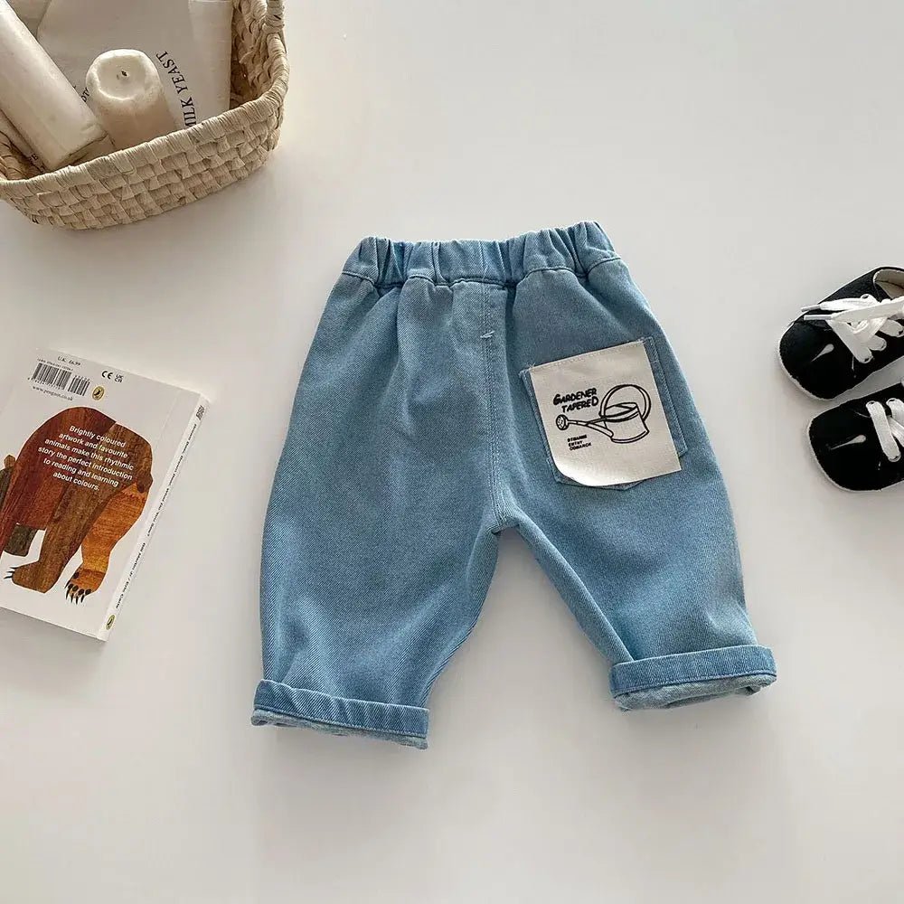 2026 Spring New 1-5Y Children Jeans Boys Denim Pants Mid Waist Girls Trousers Fashion Kids Plaid Pants - Pendo Store