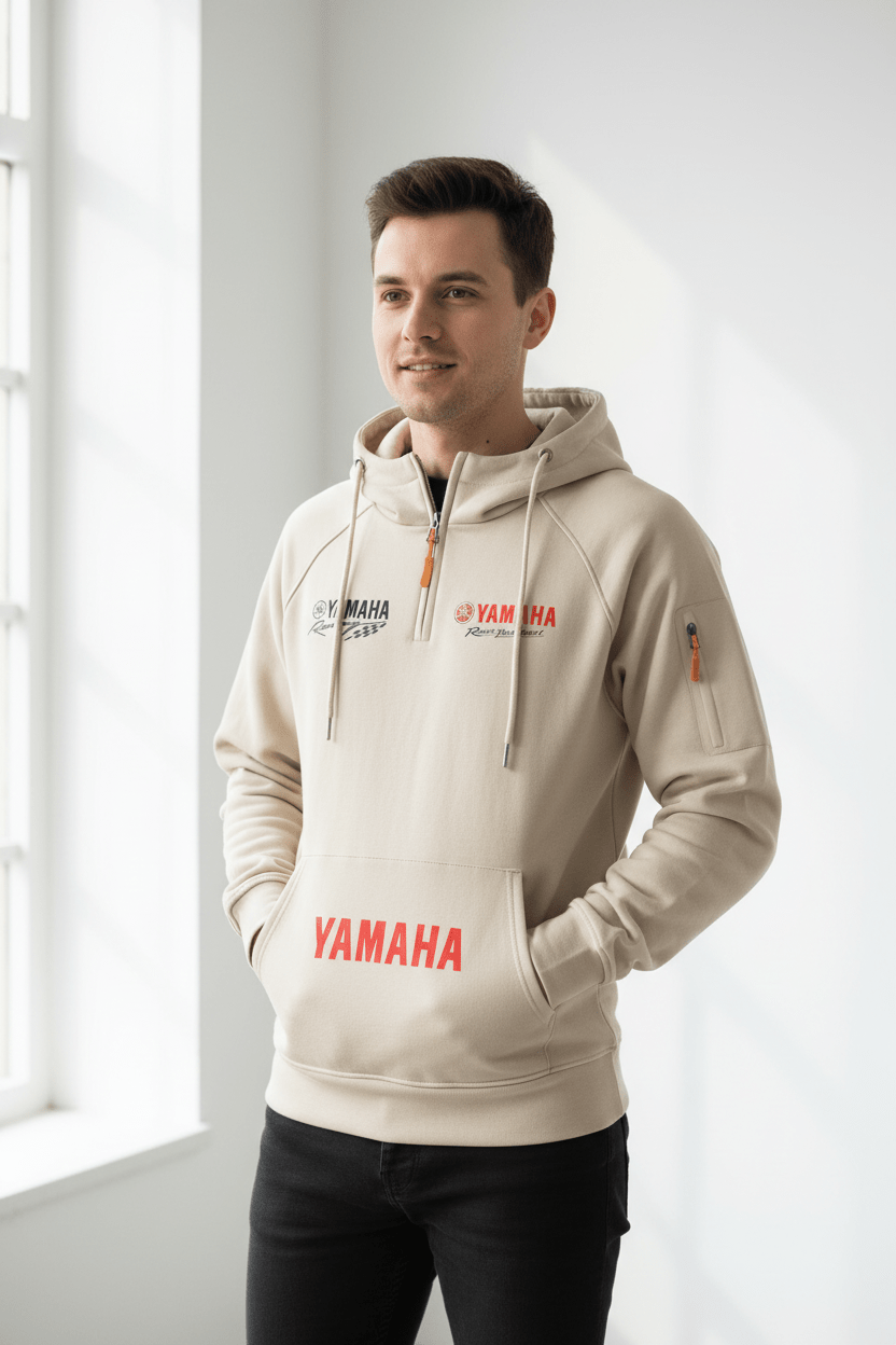 2026 Yamaha Autumn and Winter Vintage Heavy-Duty Men’s Fleece Hooded Sweater - Pendo Store