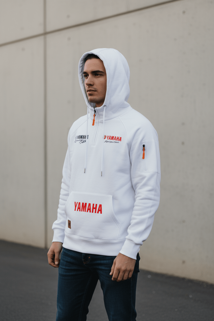 2026 Yamaha Autumn and Winter Vintage Heavy-Duty Men’s Fleece Hooded Sweater - Pendo Store