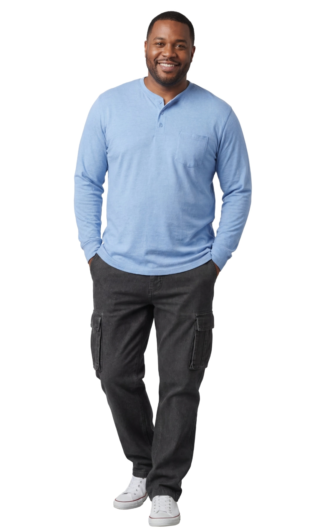 Long Sleeve Henley Pocket Shirt