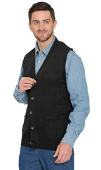 Rib Knit Button Front Sweater Vest