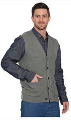 Rib Knit Button Front Sweater Vest