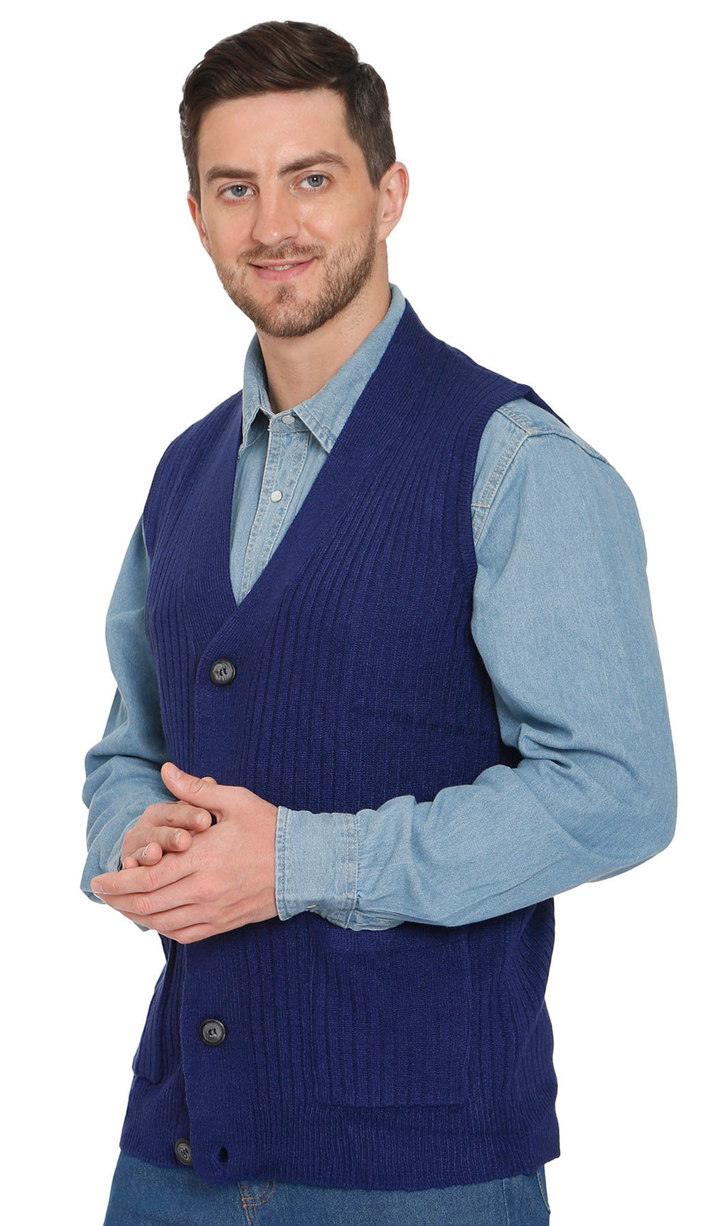 Rib Knit Button Front Sweater Vest