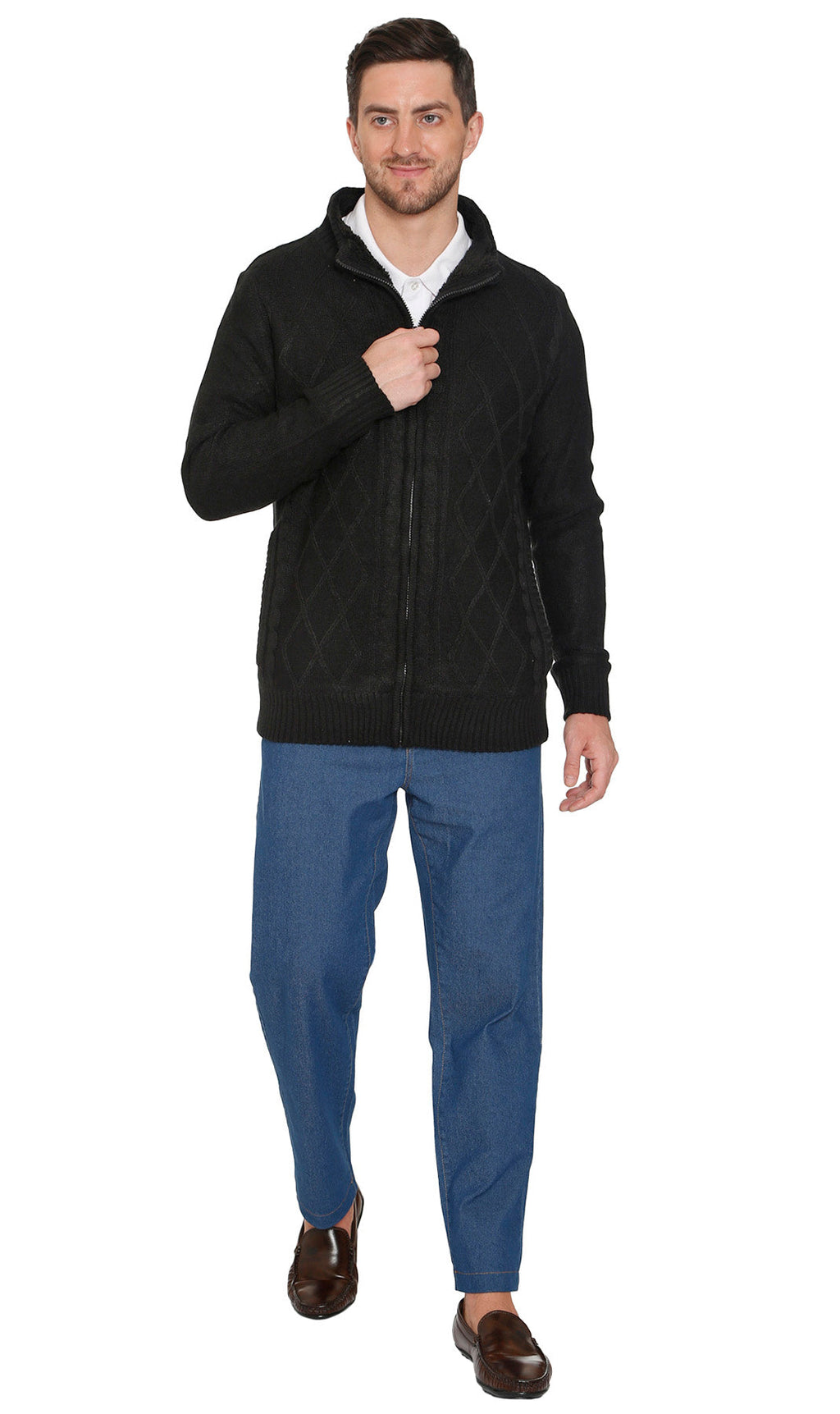 Sherpa Lined Fleece Sweater Jacket