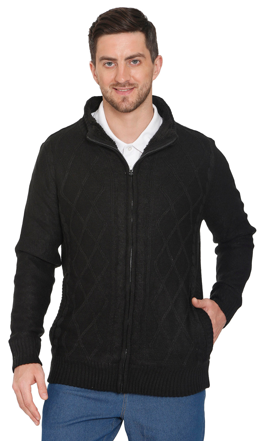 Sherpa Lined Fleece Sweater Jacket