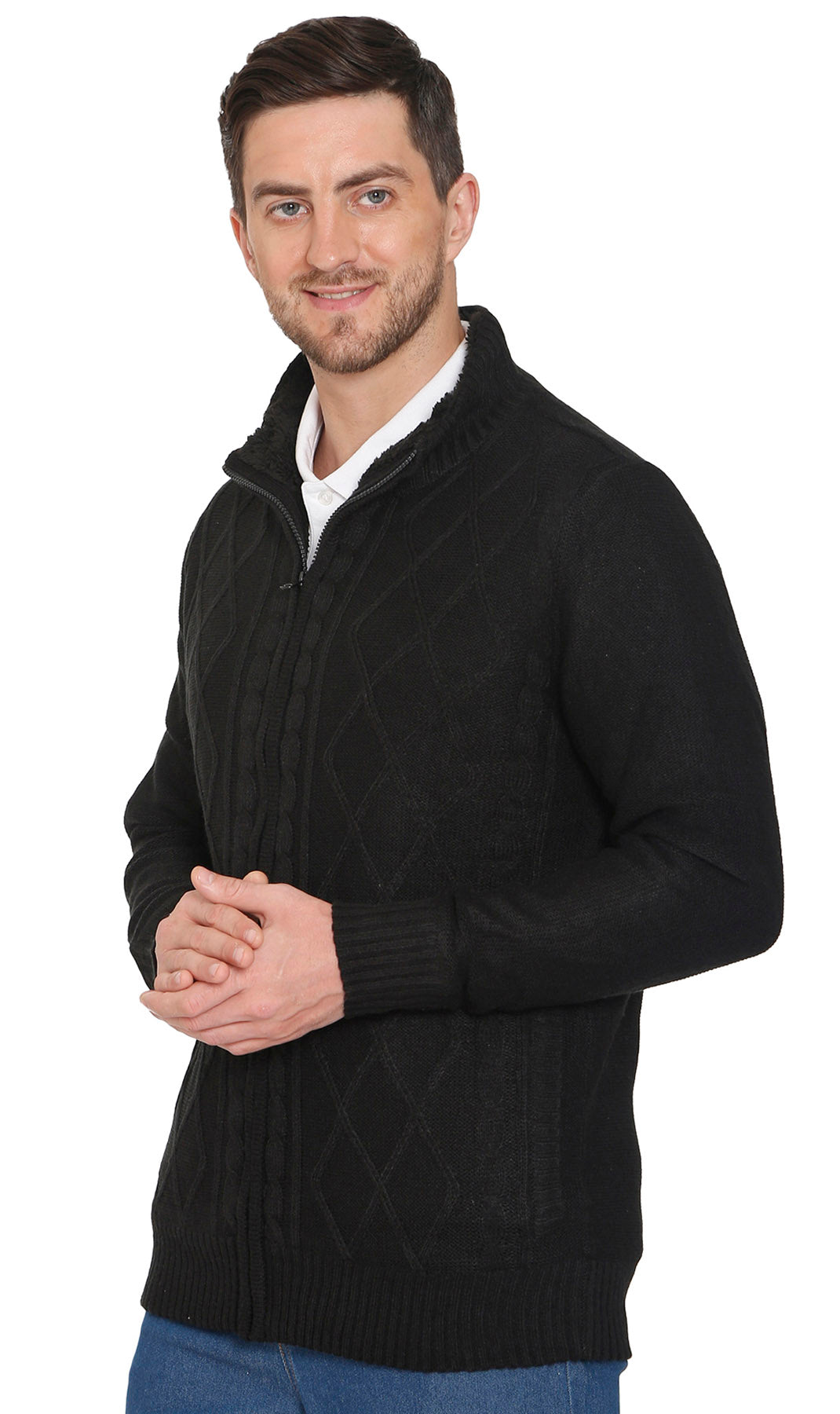 Sherpa Lined Fleece Sweater Jacket