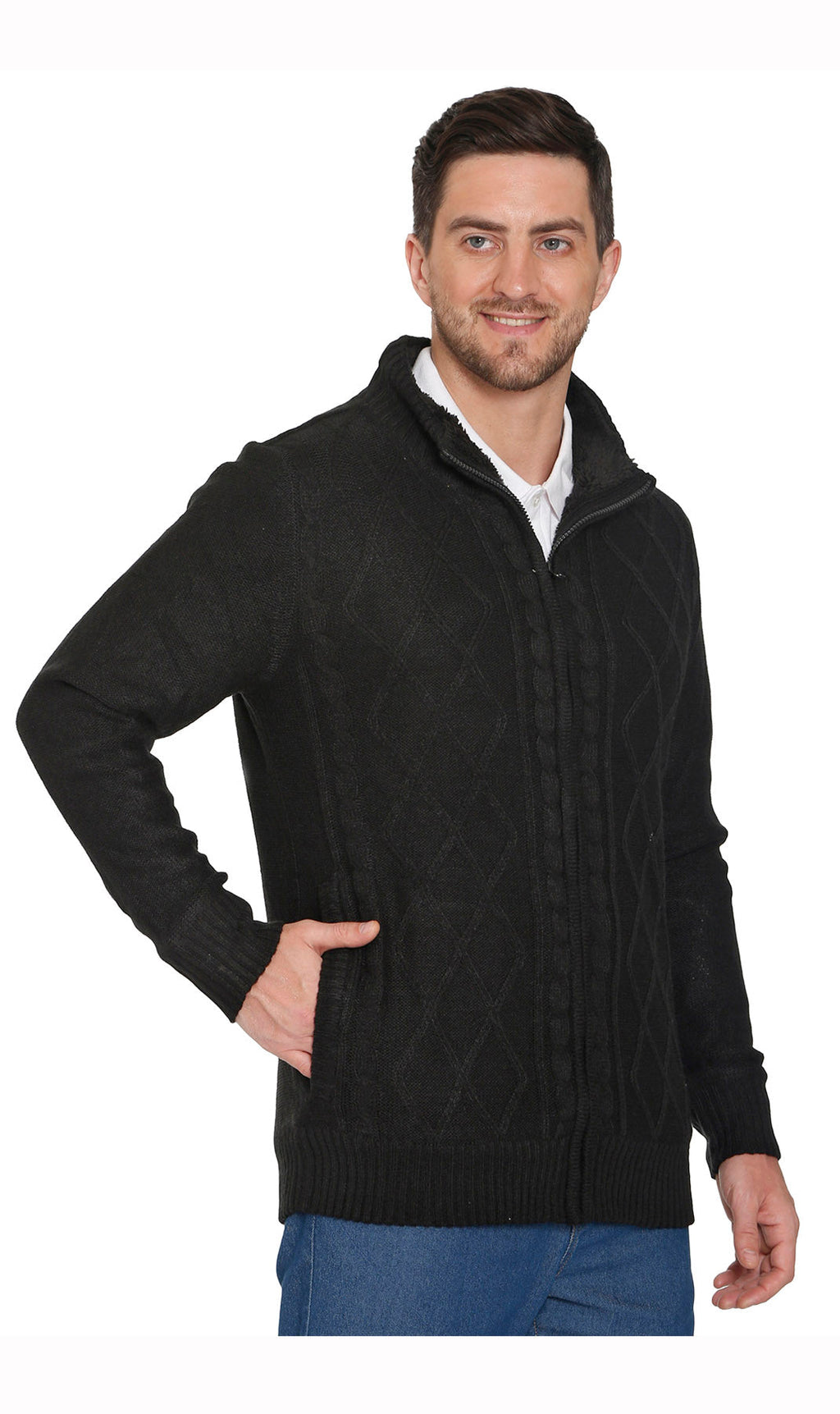 Sherpa Lined Fleece Sweater Jacket
