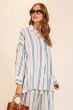 Oversized Striped Button-Down Shirt