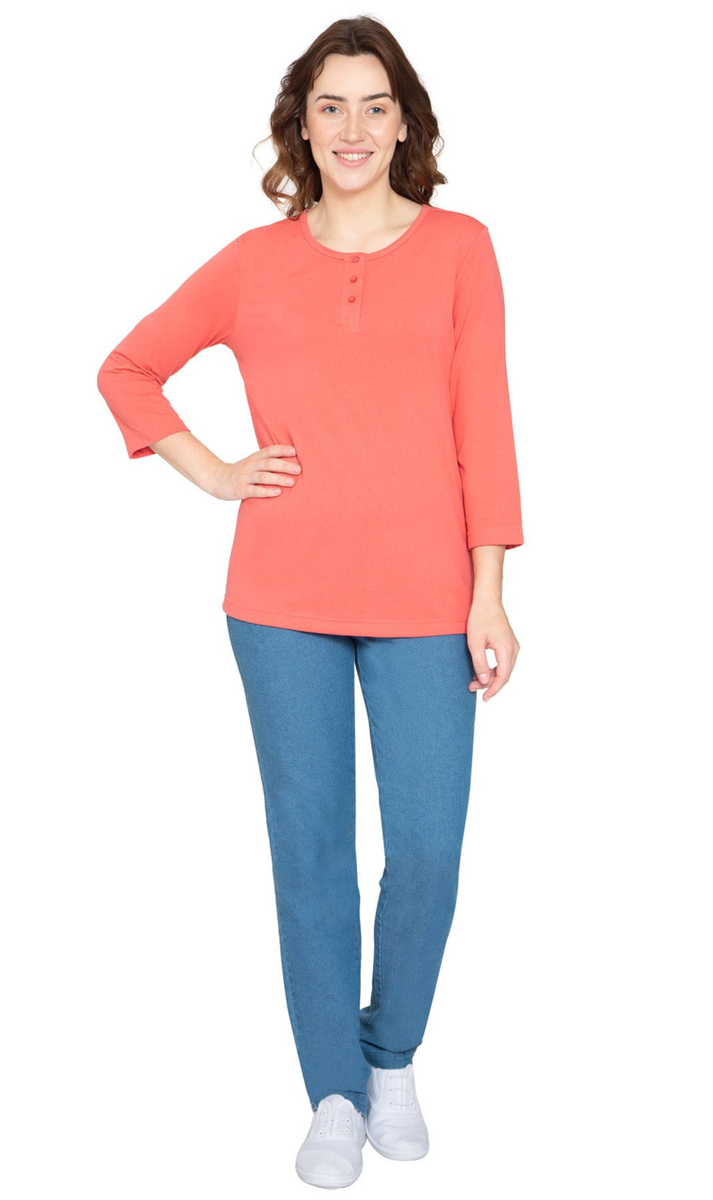 3/4 Sleeve Henley Top - Pendo Store