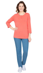 3/4 Sleeve Henley Top - Pendo Store