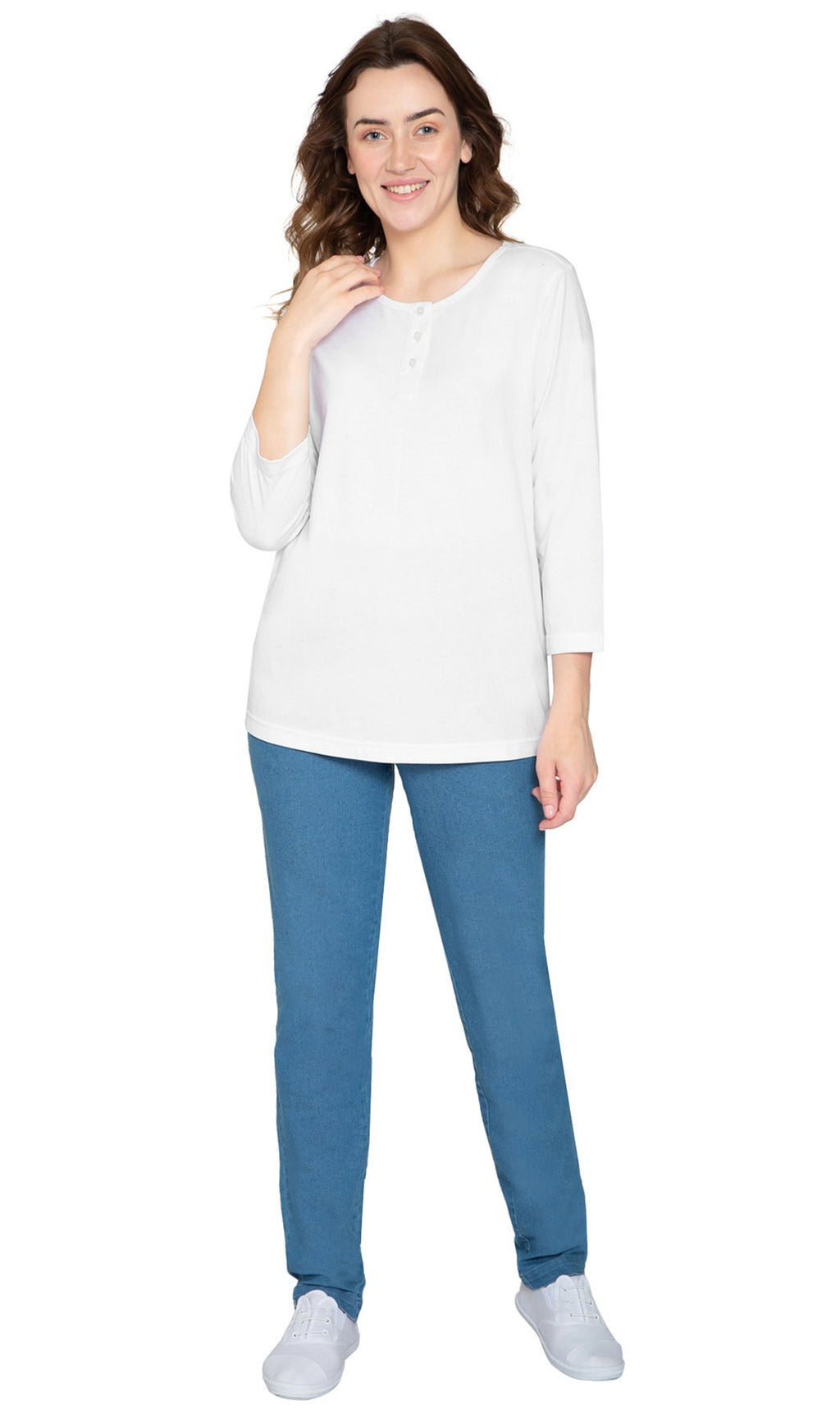 3/4 Sleeve Henley Top - Pendo Store