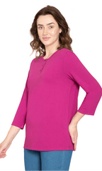 3/4 Sleeve Henley Top - Pendo Store