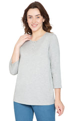 3/4 Sleeve Henley Top - Pendo Store