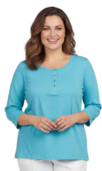 3/4 Sleeve Henley Top - Pendo Store