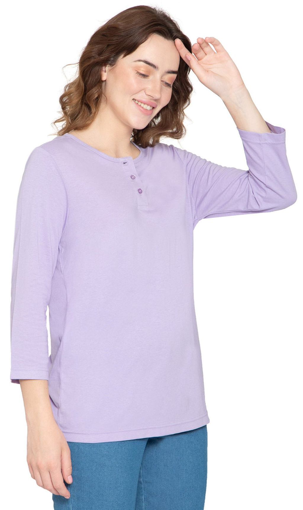 3/4 Sleeve Henley Top - Pendo Store