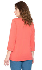 3/4 Sleeve Henley Top - Pendo Store