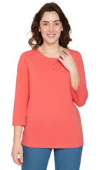 3/4 Sleeve Henley Top - Pendo Store