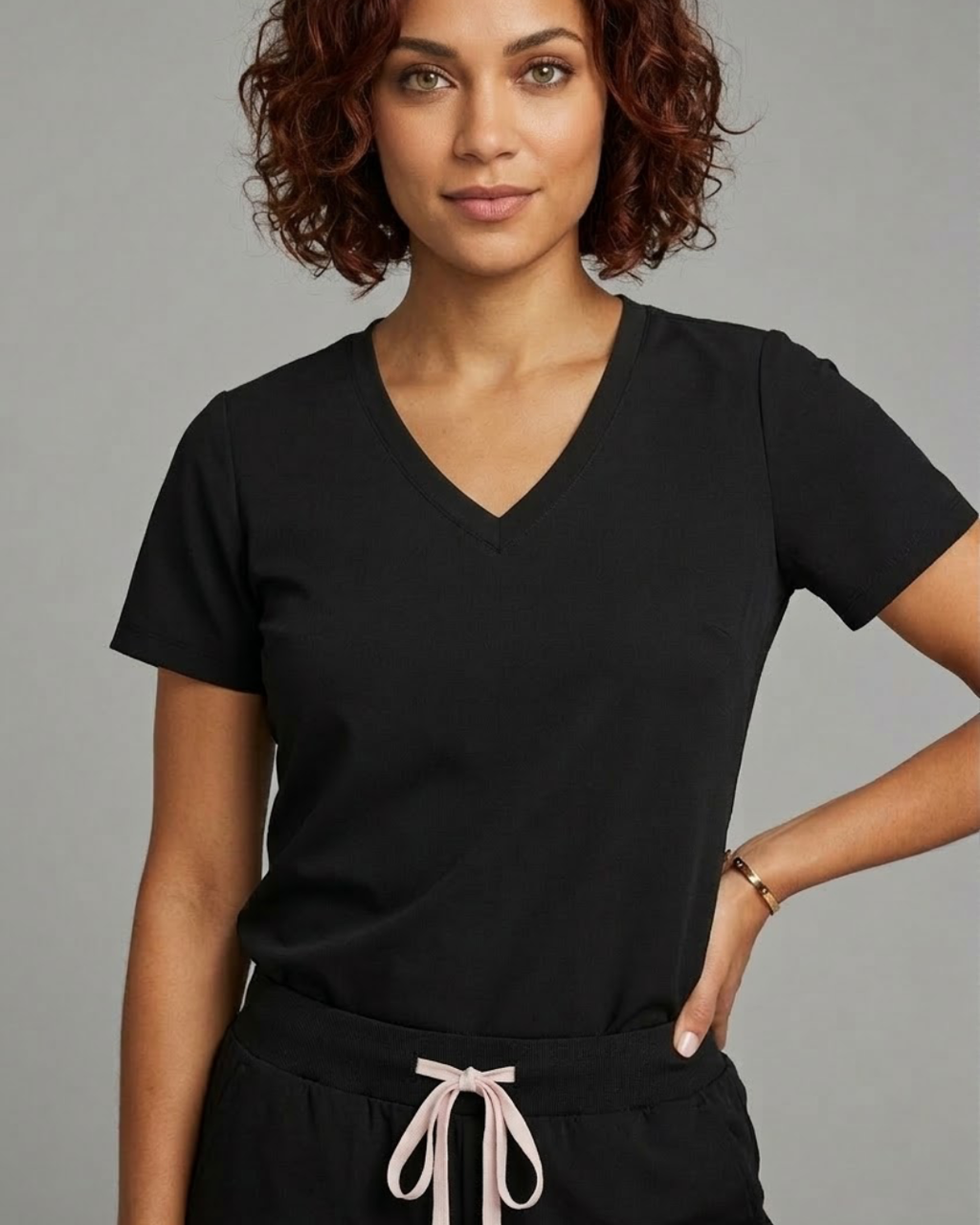 Women's Black Cargo Joggers - Pink Details