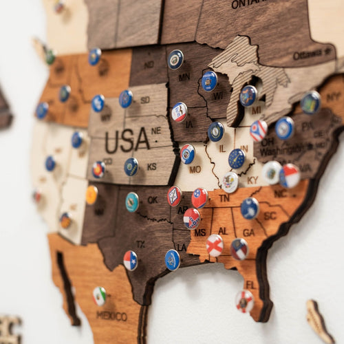 3D Wooden World Map Multicolor - Pendo Store