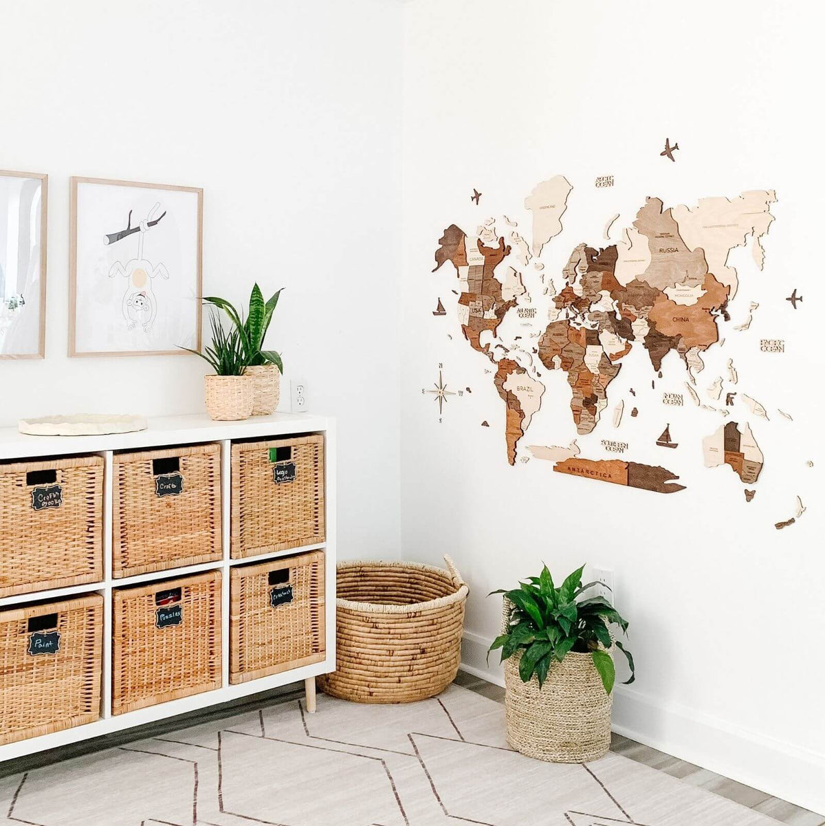 3D Wooden World Map Multicolor - Pendo Store