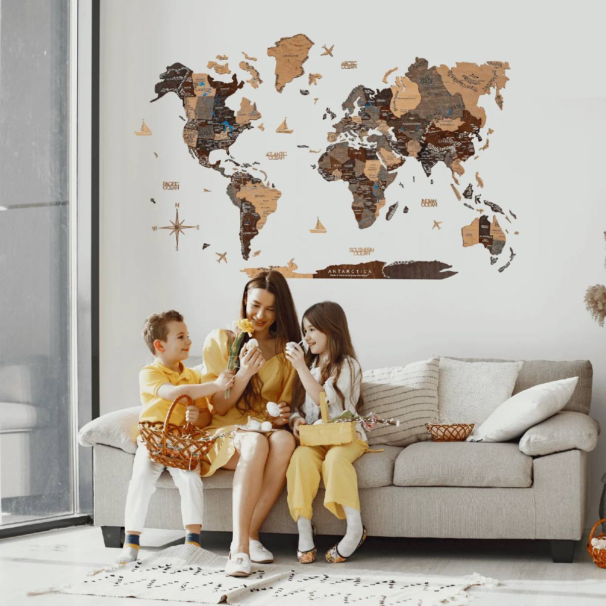 3D Wooden World Map Multicolor - Pendo Store