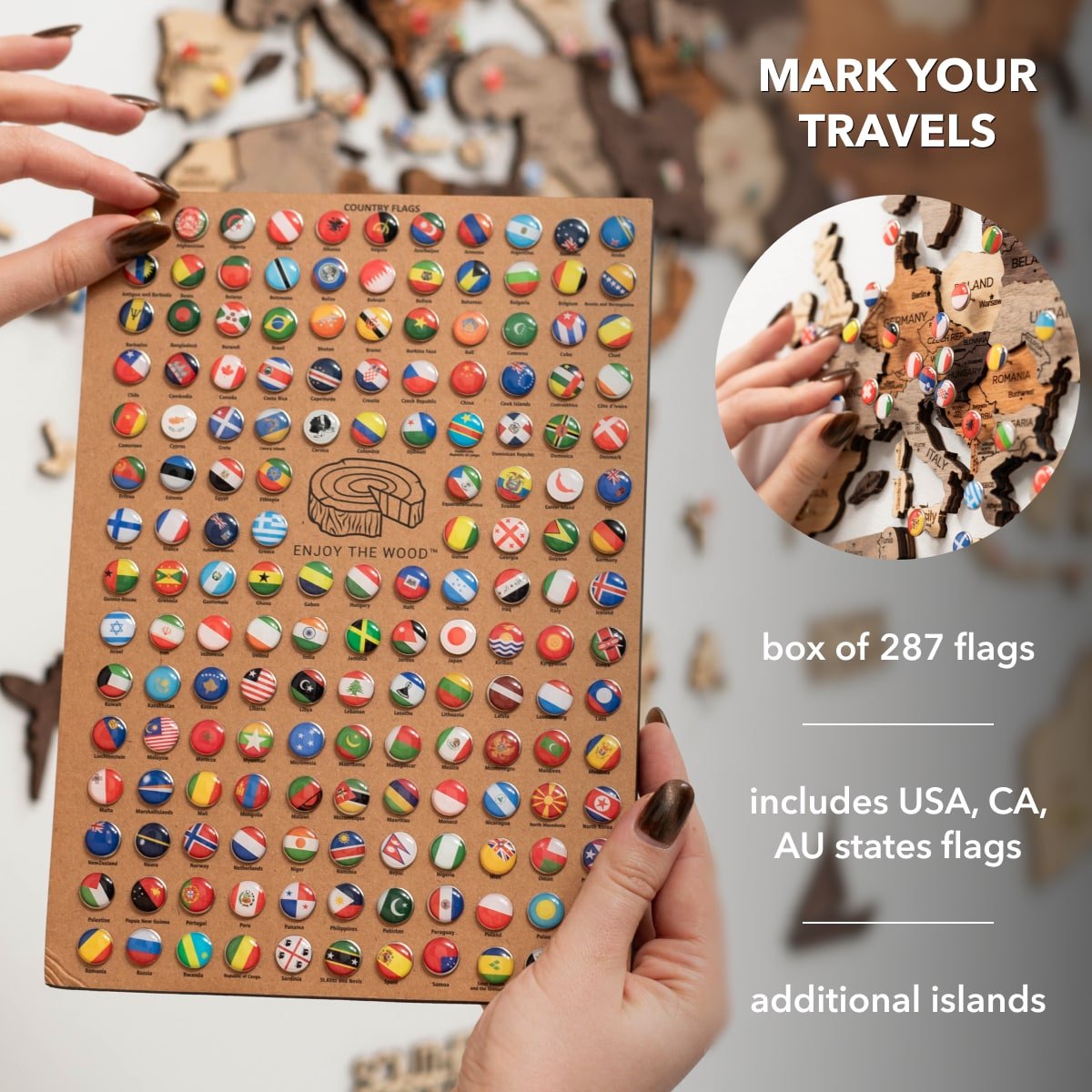 3D Wooden World Map Multicolor - Pendo Store