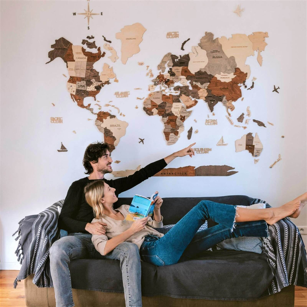 3D Wooden World Map Multicolor - Pendo Store