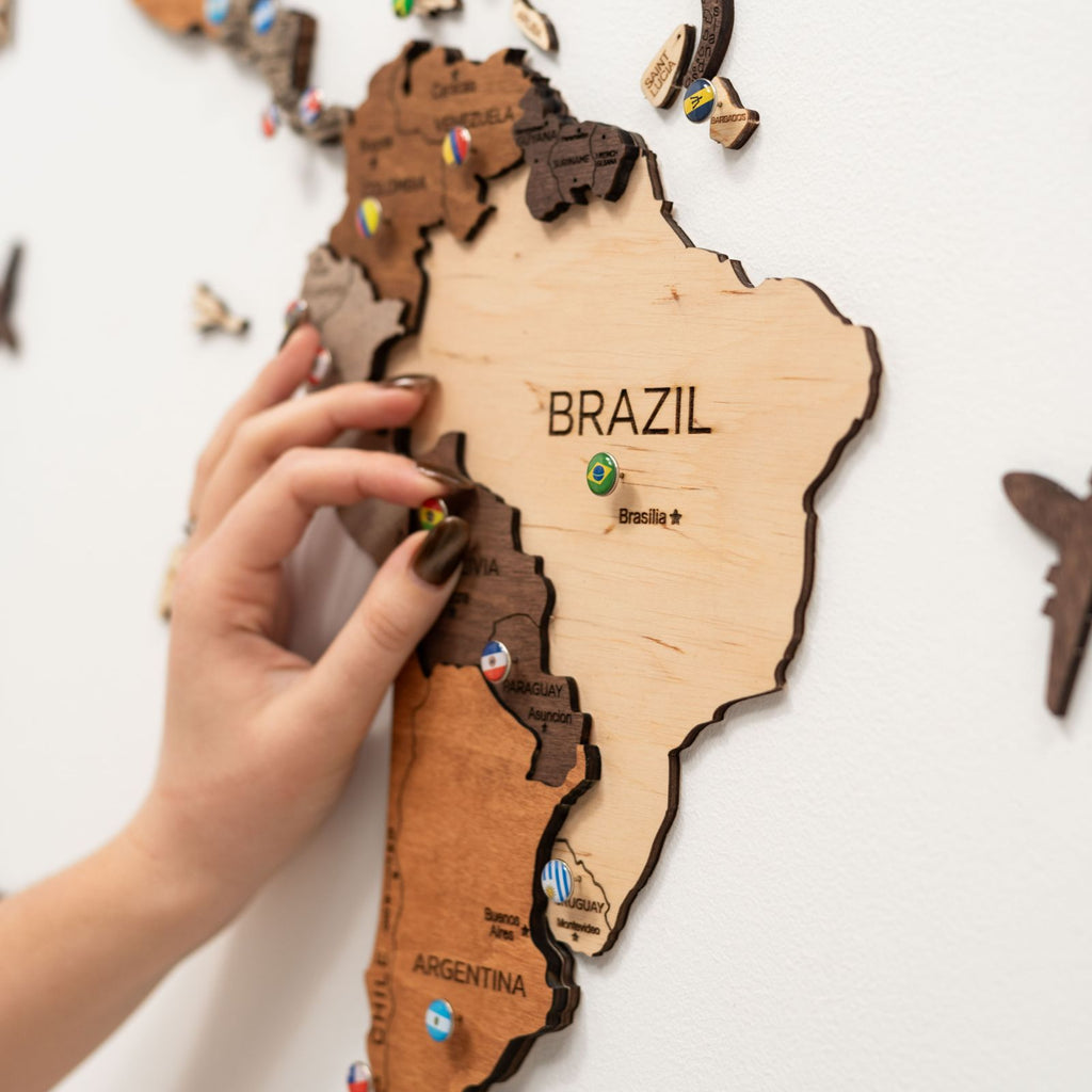 3D Wooden World Map Multicolor - Pendo Store