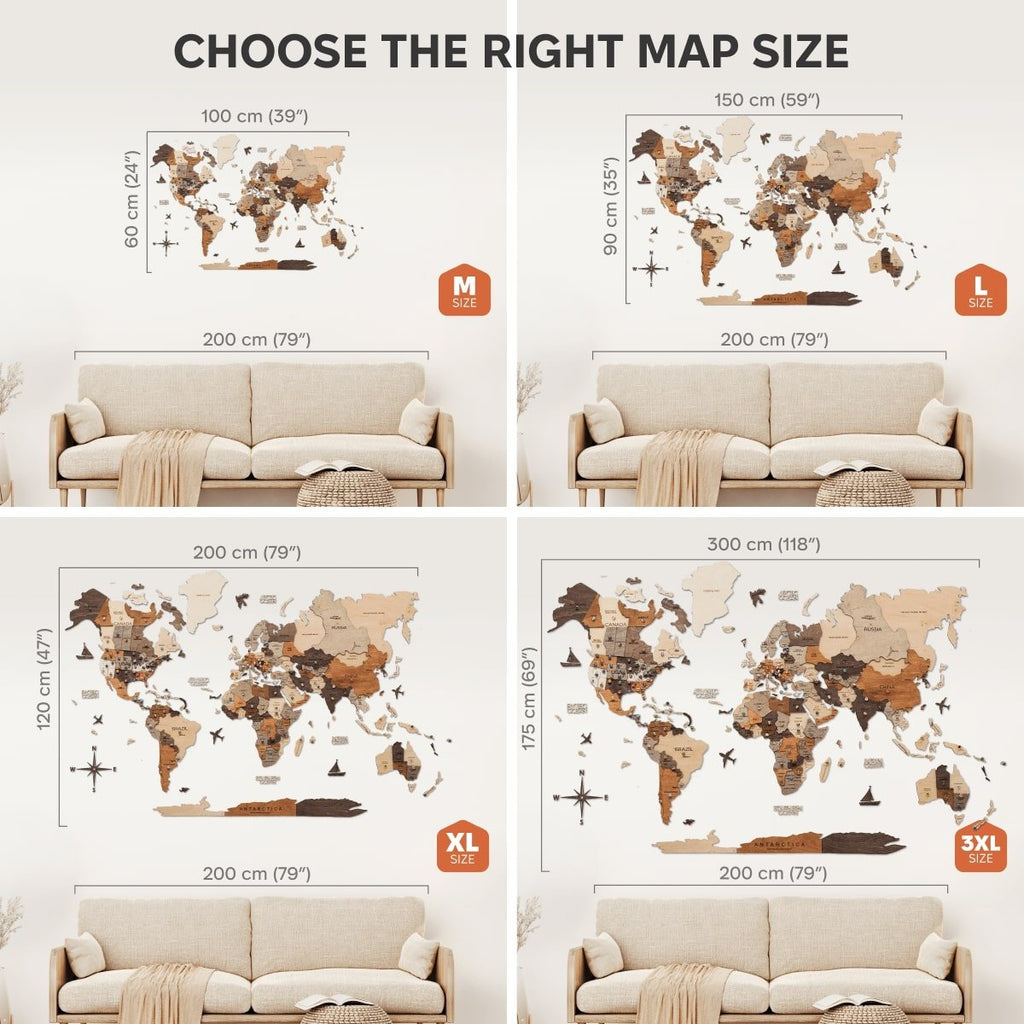 3D Wooden World Map Multicolor - Pendo Store