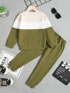 Children's Color Block Top and Pants Set