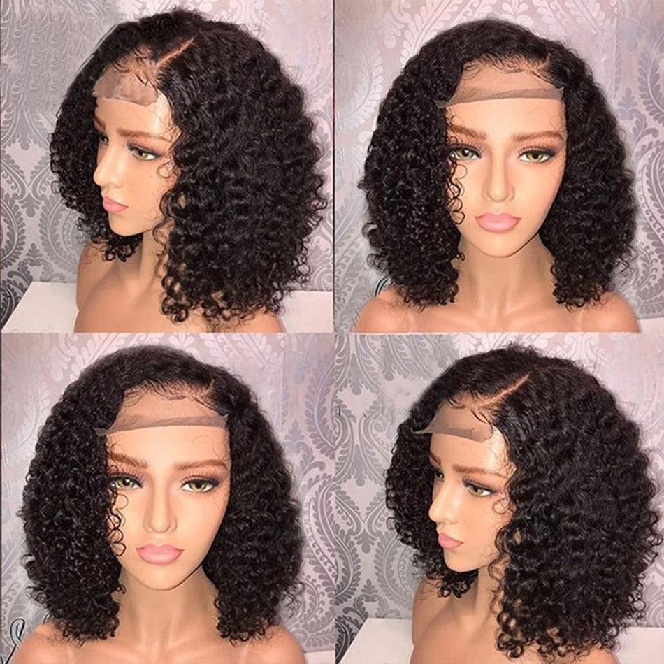 4X4 Water Wave Short Bob Wig 8-12Inches Best Human Hair Wigs For Black Woman Brazilian Pre Plucked Baby Hairs Jerry Curl Wigs Wigs For Black Women Gifts for Girlfriends - Pendo Store