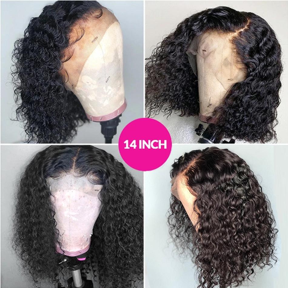 4X4 Water Wave Short Bob Wig 8-12Inches Best Human Hair Wigs For Black Woman Brazilian Pre Plucked Baby Hairs Jerry Curl Wigs Wigs For Black Women Gifts for Girlfriends - Pendo Store