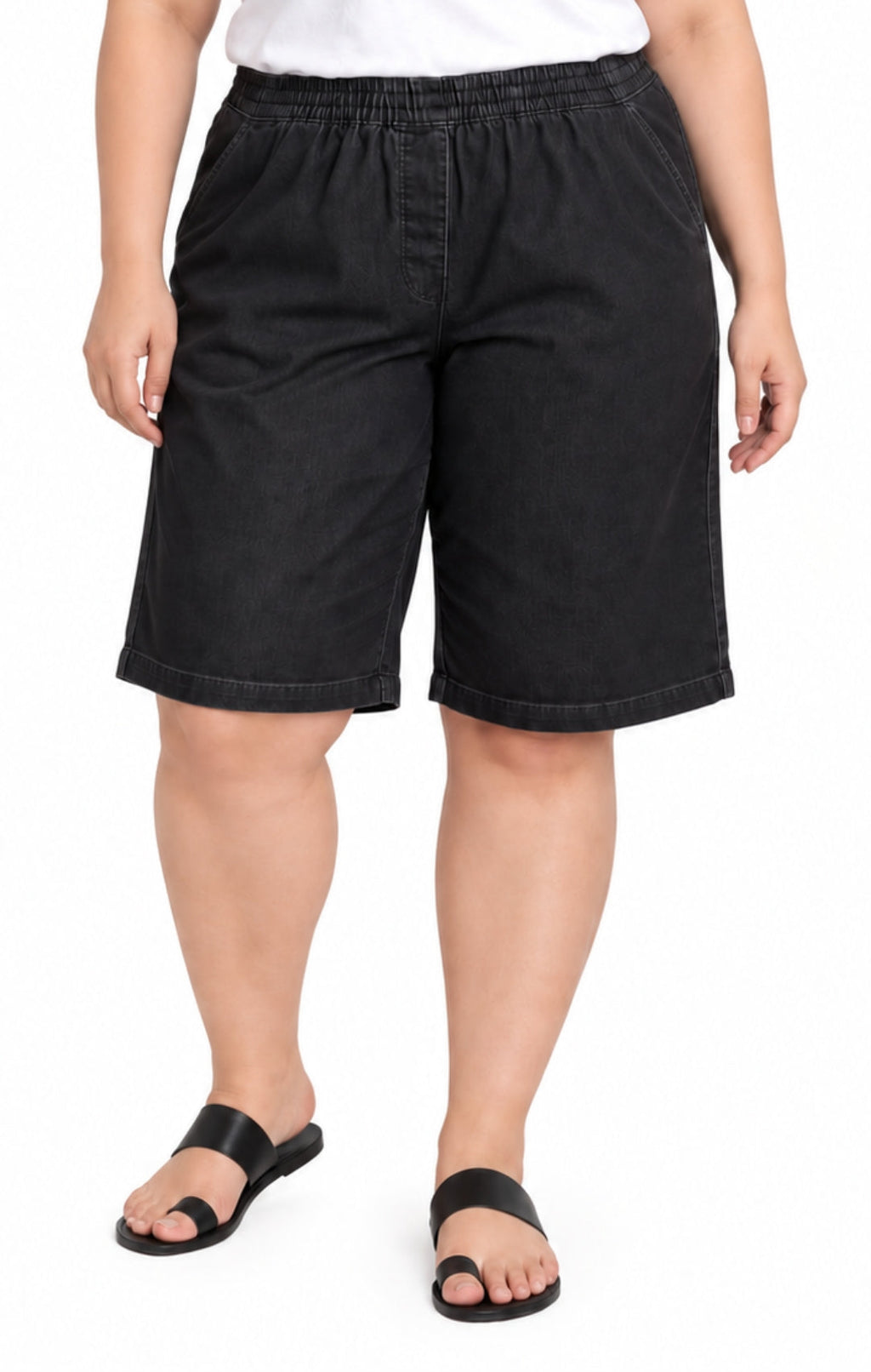 Women's Easy Pull-On Bermuda Shorts in Denim and Twill