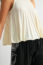 Sleeveless Knit Top With Flared Hem