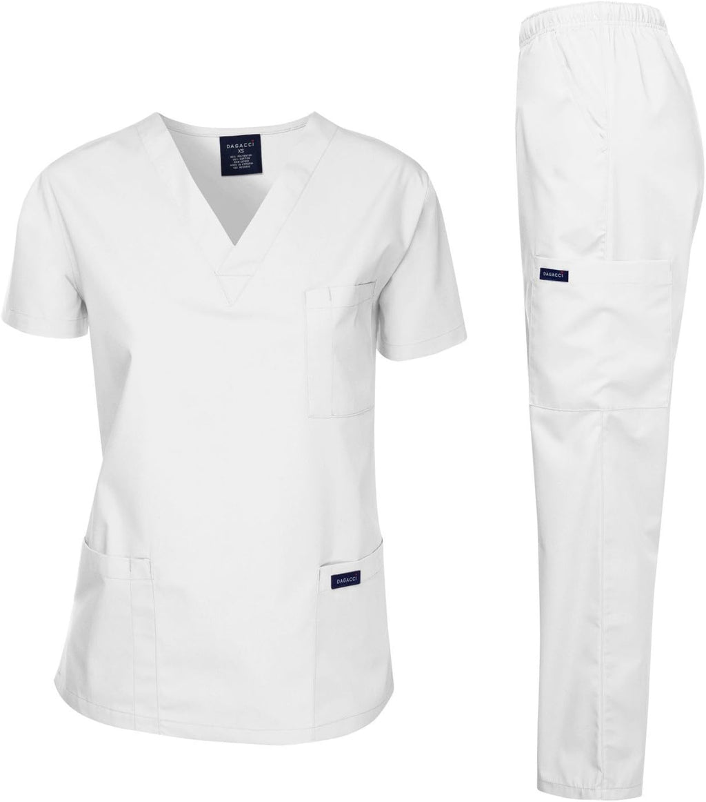 Medical Scrubs Set Unisex - V-Neck Top and Elastic Waist Pants Uniform for Healthcare Workers