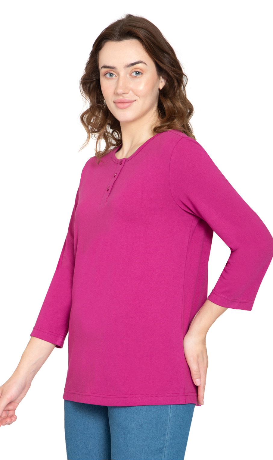 3/4 Sleeve Henley Top