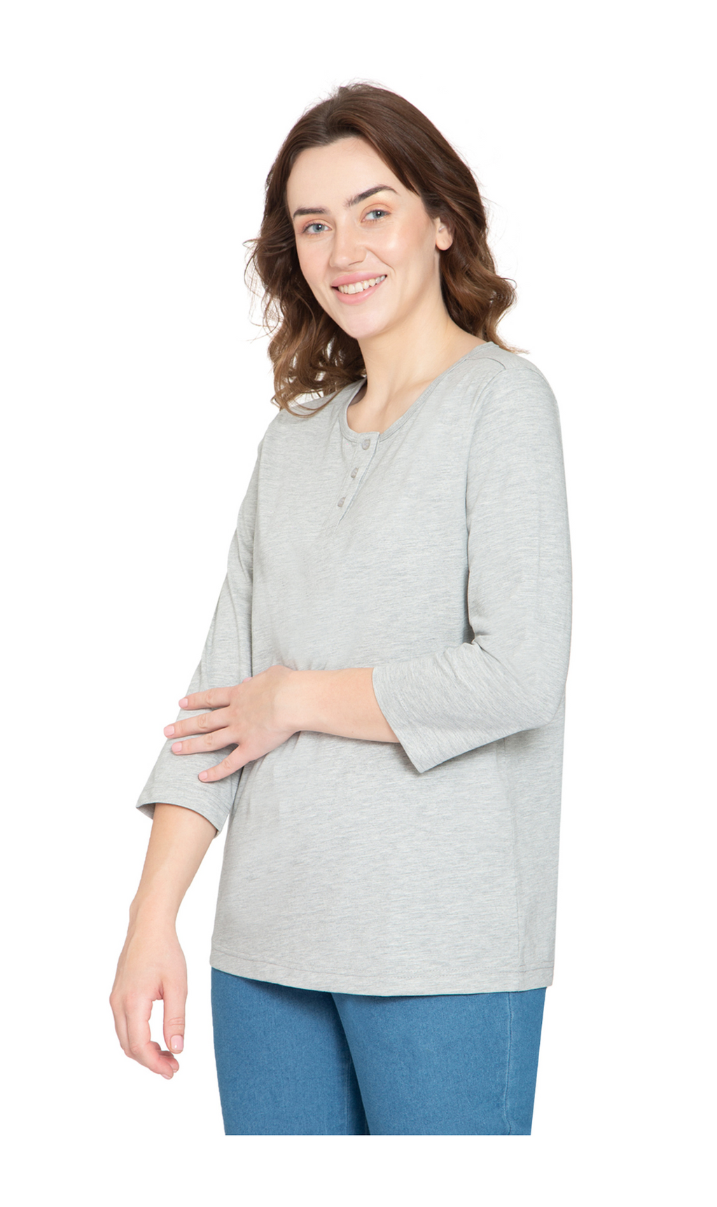 3/4 Sleeve Henley Top